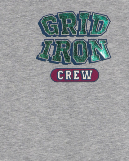 Boys 'Grid Iron Crew' Graphic Tee - Grey