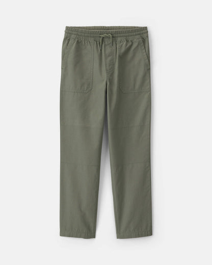 Boys Pull-On Canvas Pants - Olive Green