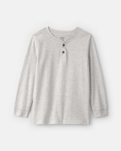 Boys Long-Sleeve Henley T-Shirt - Grey