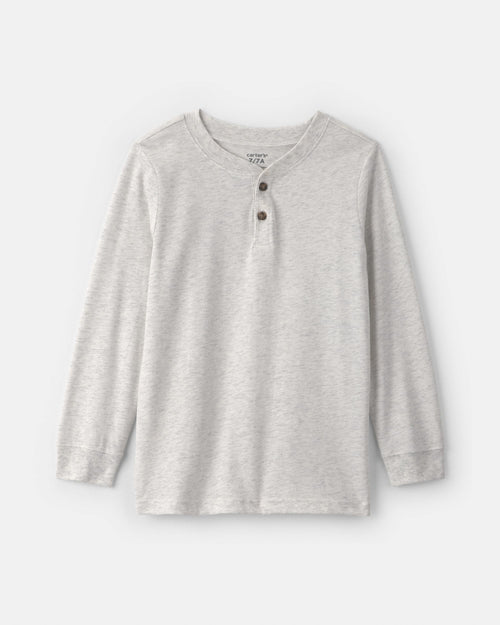 Boys Long-Sleeve Henley T-Shirt - Grey