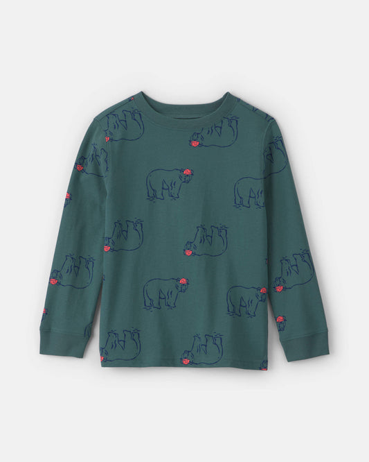 Boys Bear Long-Sleeve T-Shirt - Green
