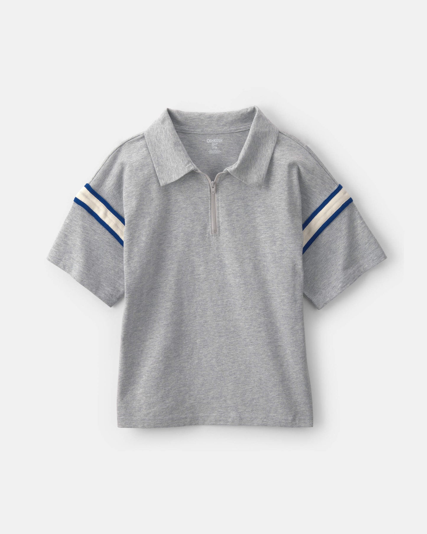 Boys Striped Polo Shirt - Grey/Navy Blue