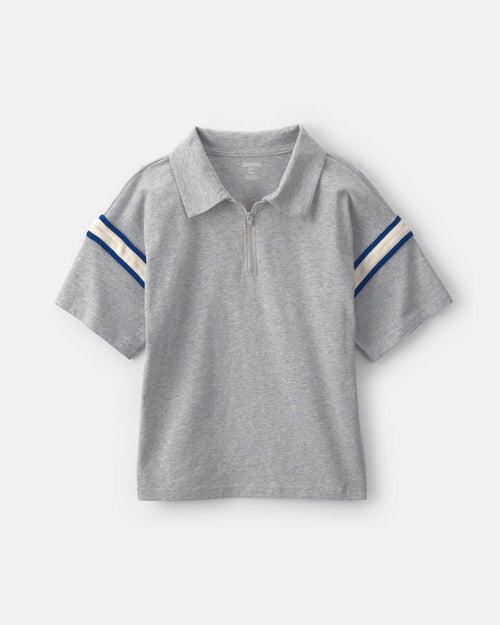 Boys Striped Polo Shirt - Grey/Navy Blue