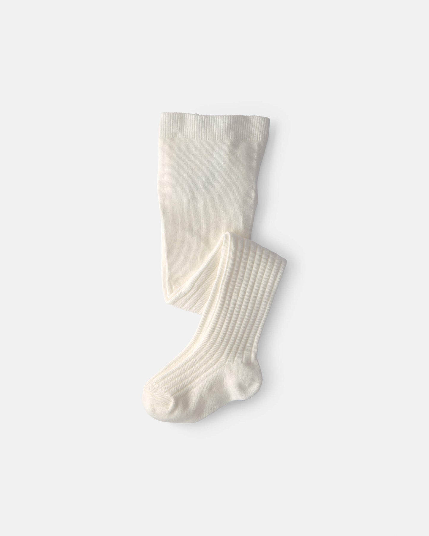 Girls Ribbed Tights - Ivory
