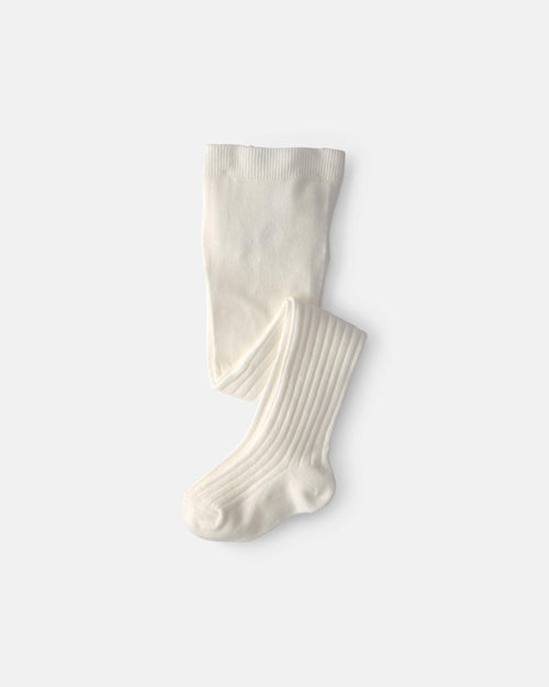 Girls Ribbed Tights - Ivory