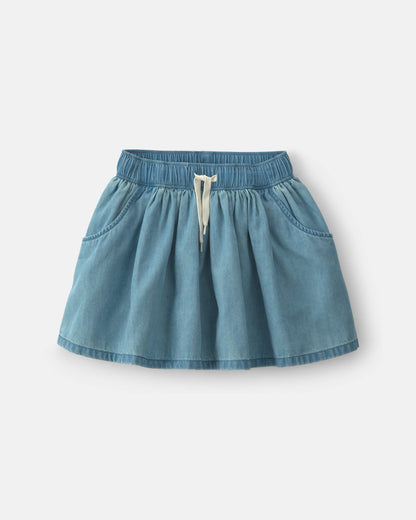 Girls Chambray Denim Skort - Indigo