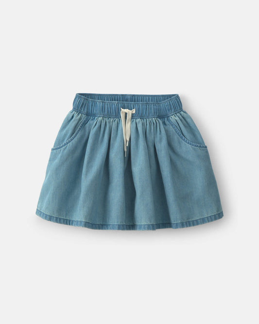 Girls Chambray Denim Skort - Indigo