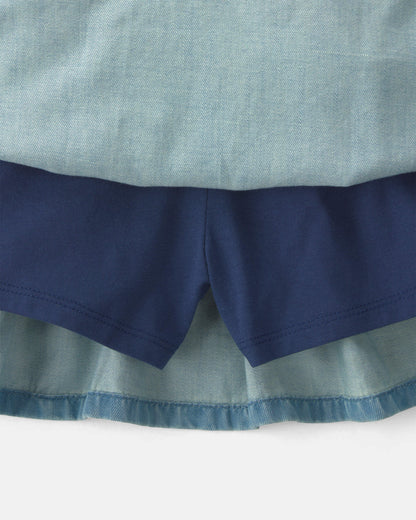 Girls Chambray Denim Skort - Indigo