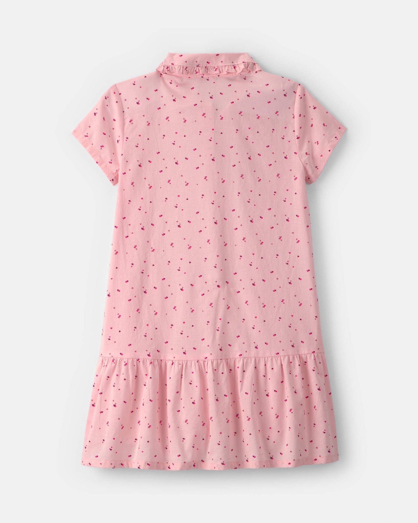 Girls Heart Collared Dress - Pink