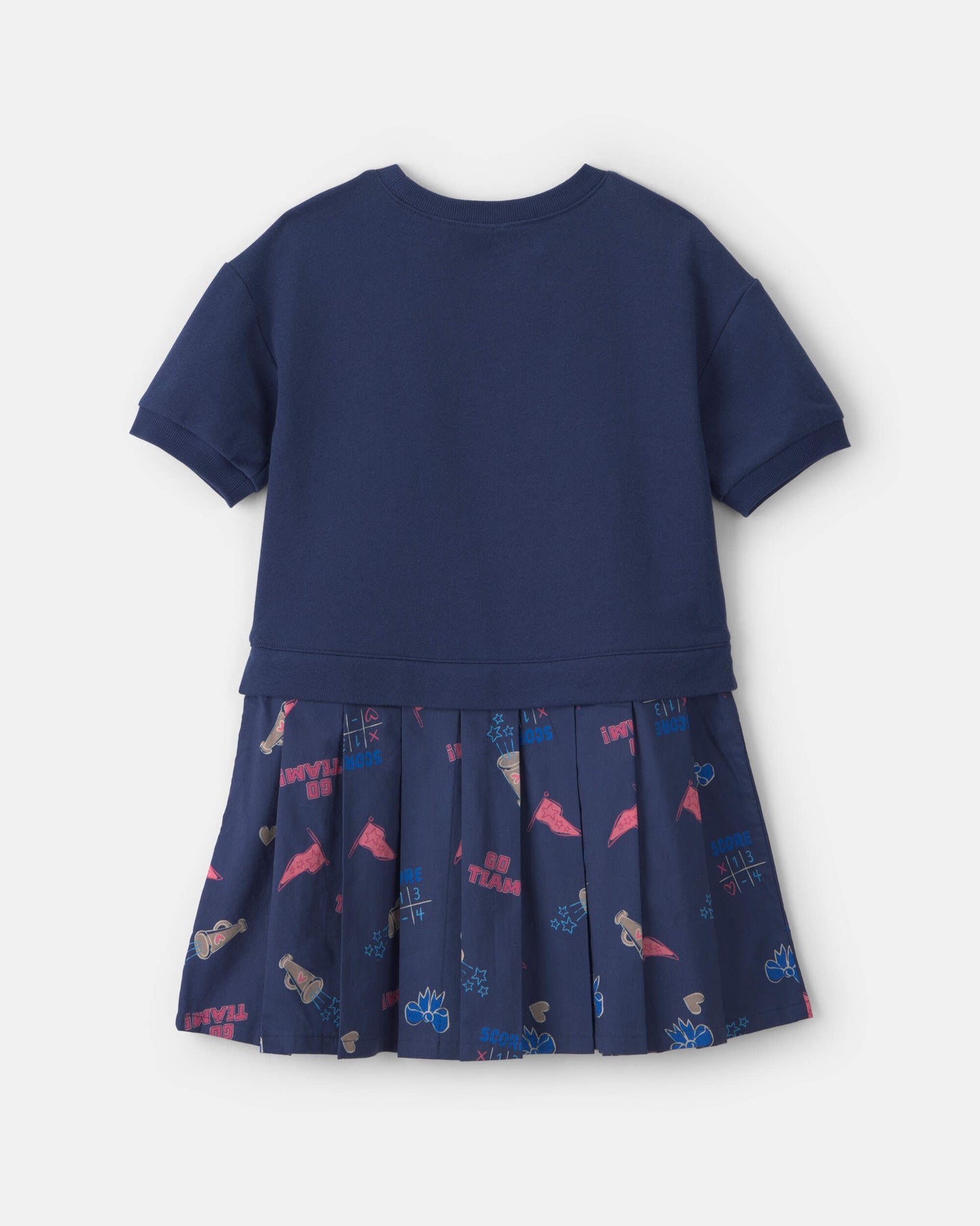 Girls School Spirit French Terry Layering Dress - Navy Blue