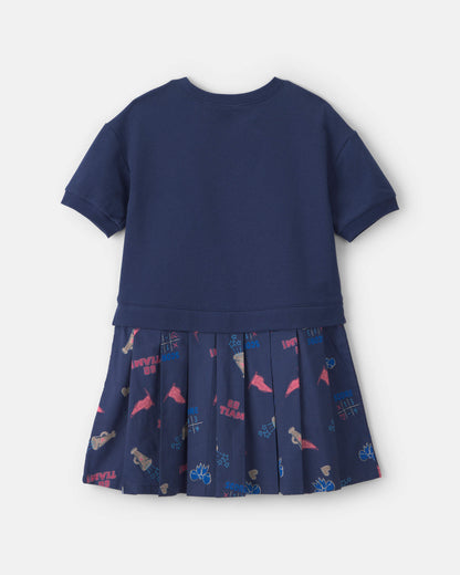 Girls School Spirit French Terry Layering Dress - Navy Blue