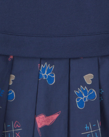 Girls School Spirit French Terry Layering Dress - Navy Blue