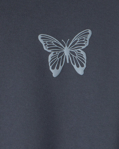 Girls 'Butterfly' Fleece Zip-Up Hoodie - Navy Blue