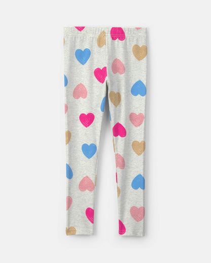 Girls Heart Pull-On Stretch Leggings