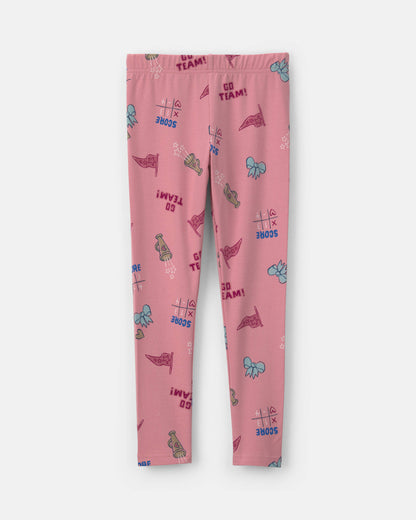 Girls School Spirit Pull-On Stretch Leggings - Pink