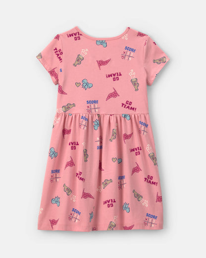 Girls School Spirit Short-Sleeve Dress - Pink