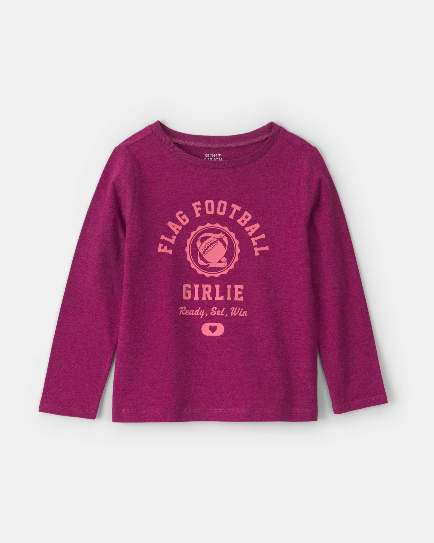 Girls 'Flag Football Girlie' Long-Sleeve Graphic Tee - Burgundy