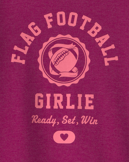 Girls 'Flag Football Girlie' Long-Sleeve Graphic Tee - Burgundy