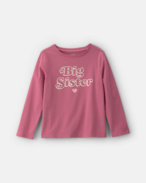 Girls 'Big Sister' Long-Sleeve Graphic Tee - Pink