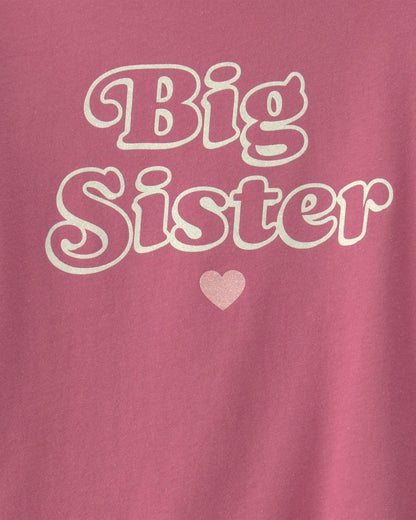Girls 'Big Sister' Long-Sleeve Graphic Tee - Pink