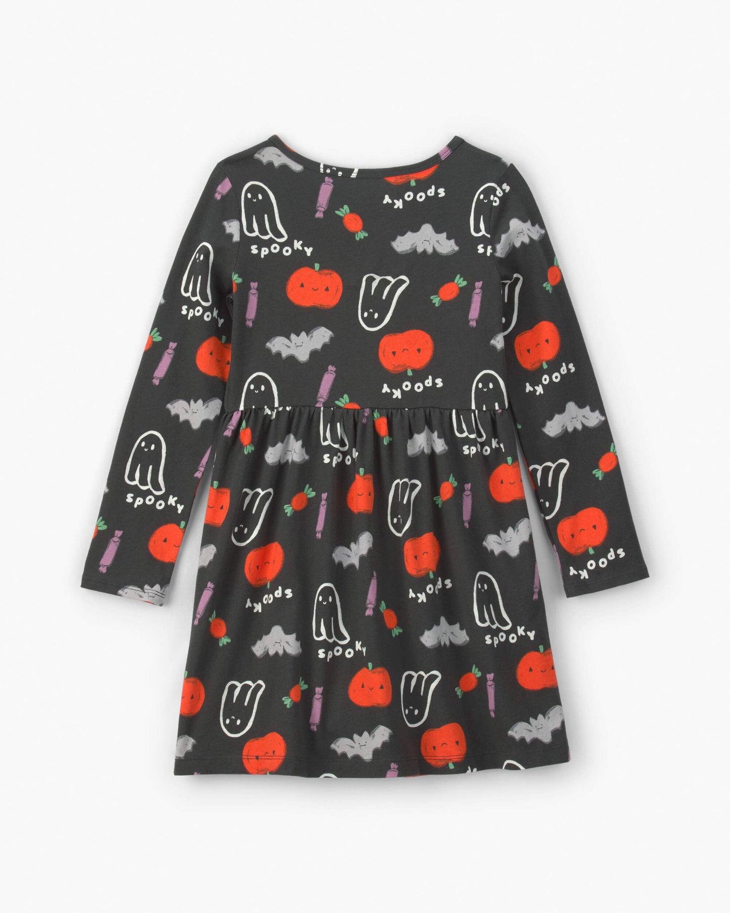 Girls Halloween Long-Sleeve Dress - Black/Orange
