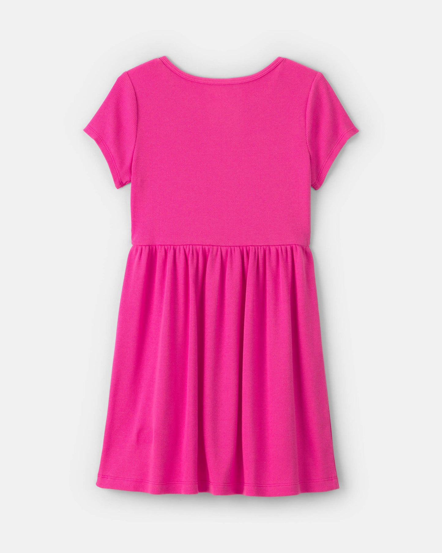 Girls Rib Short-Sleeve Dress - Pink