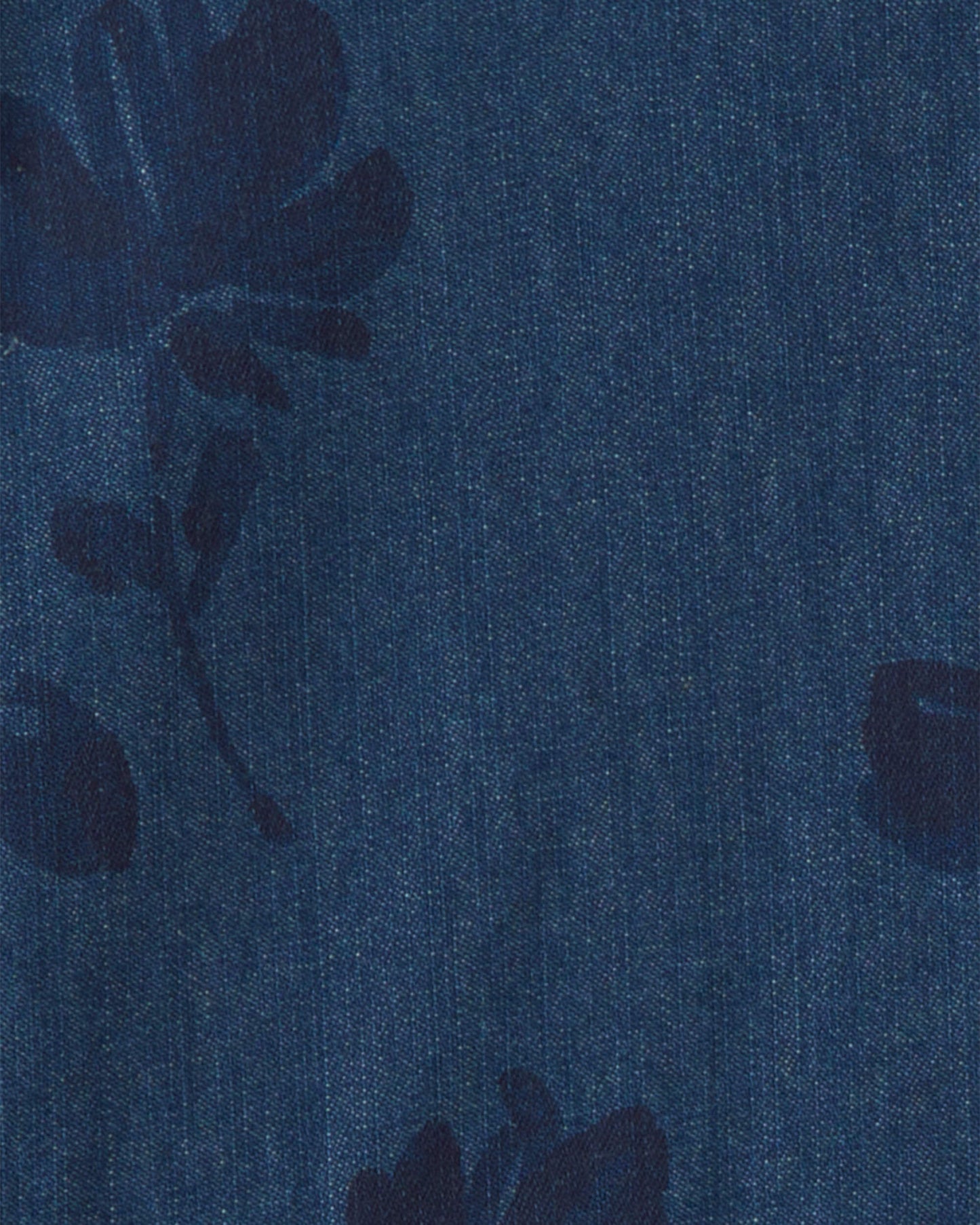 Girls Floral Denim Long-Sleeve Dress - Dark Wash