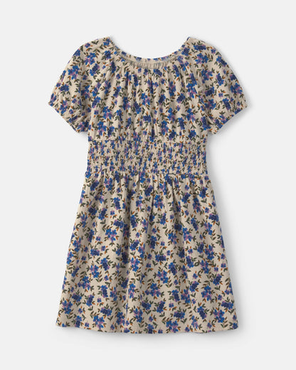 Girls Floral Short-Sleeve Dress