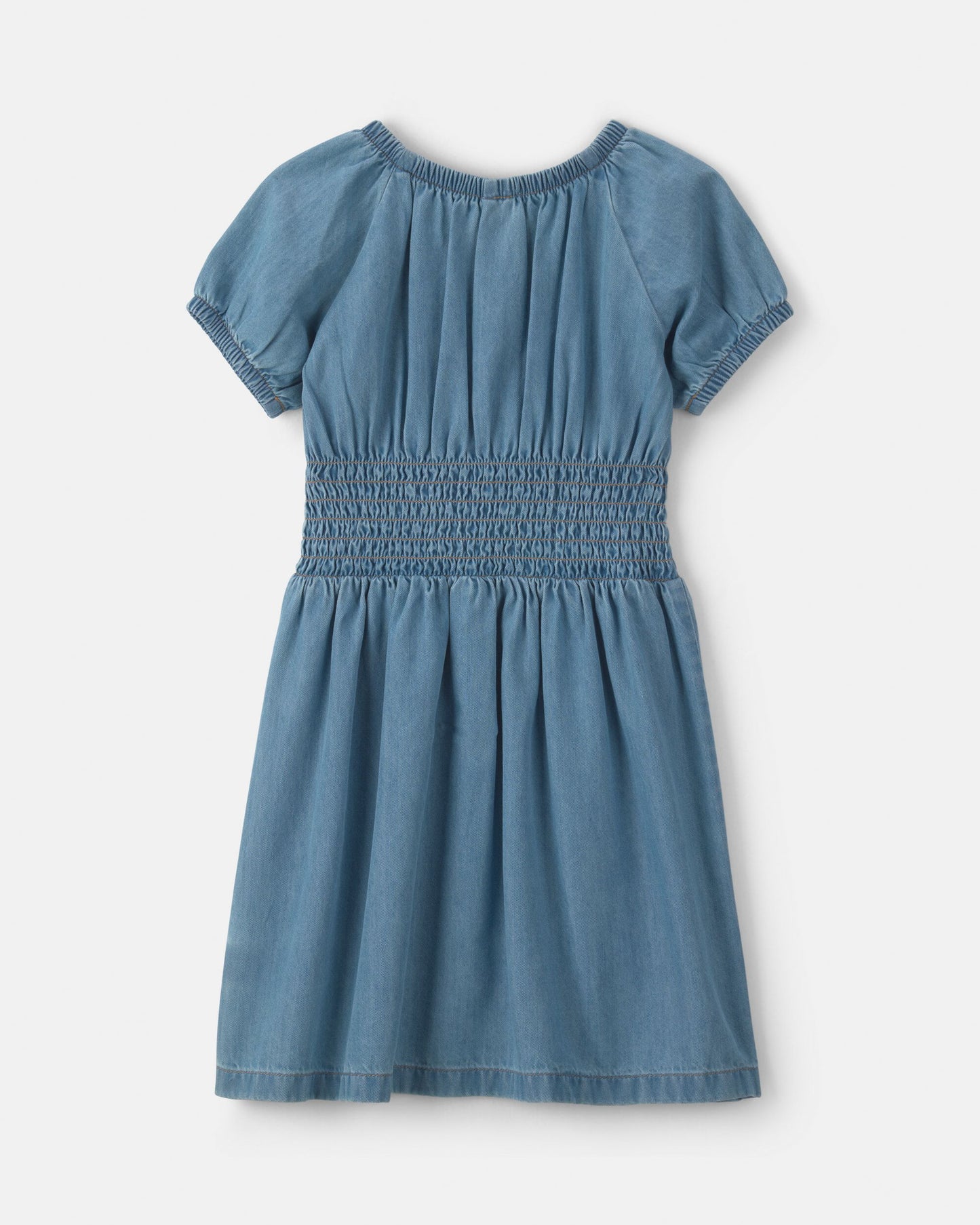 Girls Denim Short-Sleeve Dress - Indigo