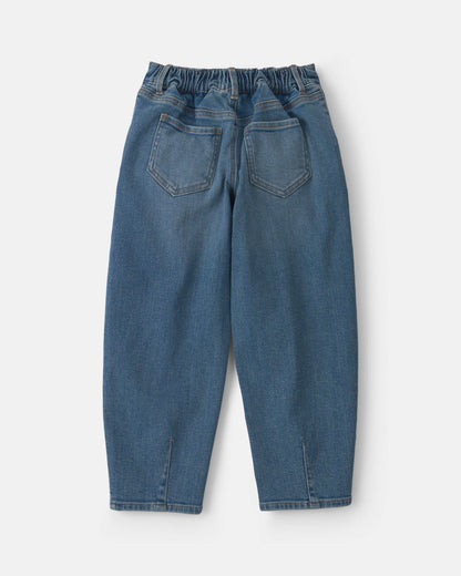 Girls Denim Barrel Jeans - Medium Wash
