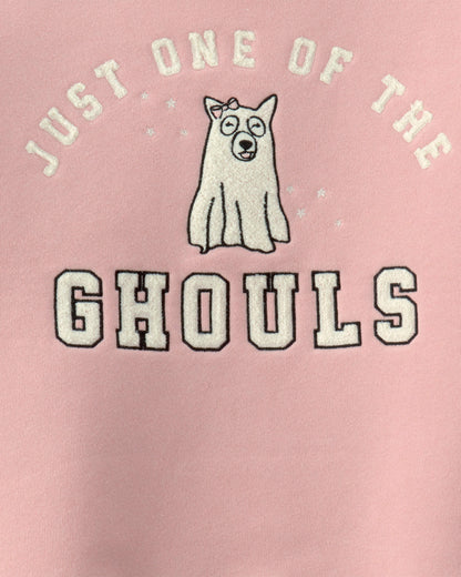 Girls Ghoul Halloween Fleece Pullover Sweatshirt - Pink