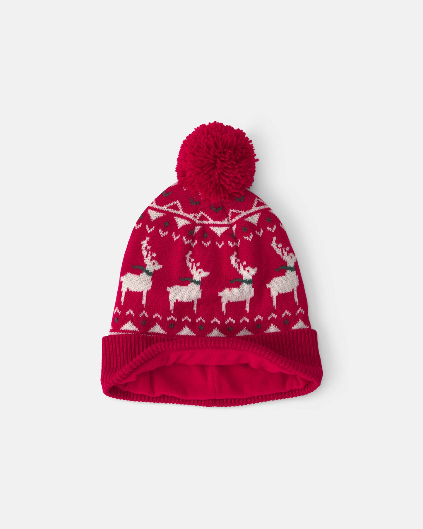 Kids 2-Piece Fair Isle Christmas Beanie & Glove Set - Red