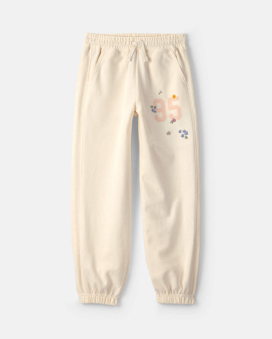 Kids '95' Floral French Terry Joggers - Cream