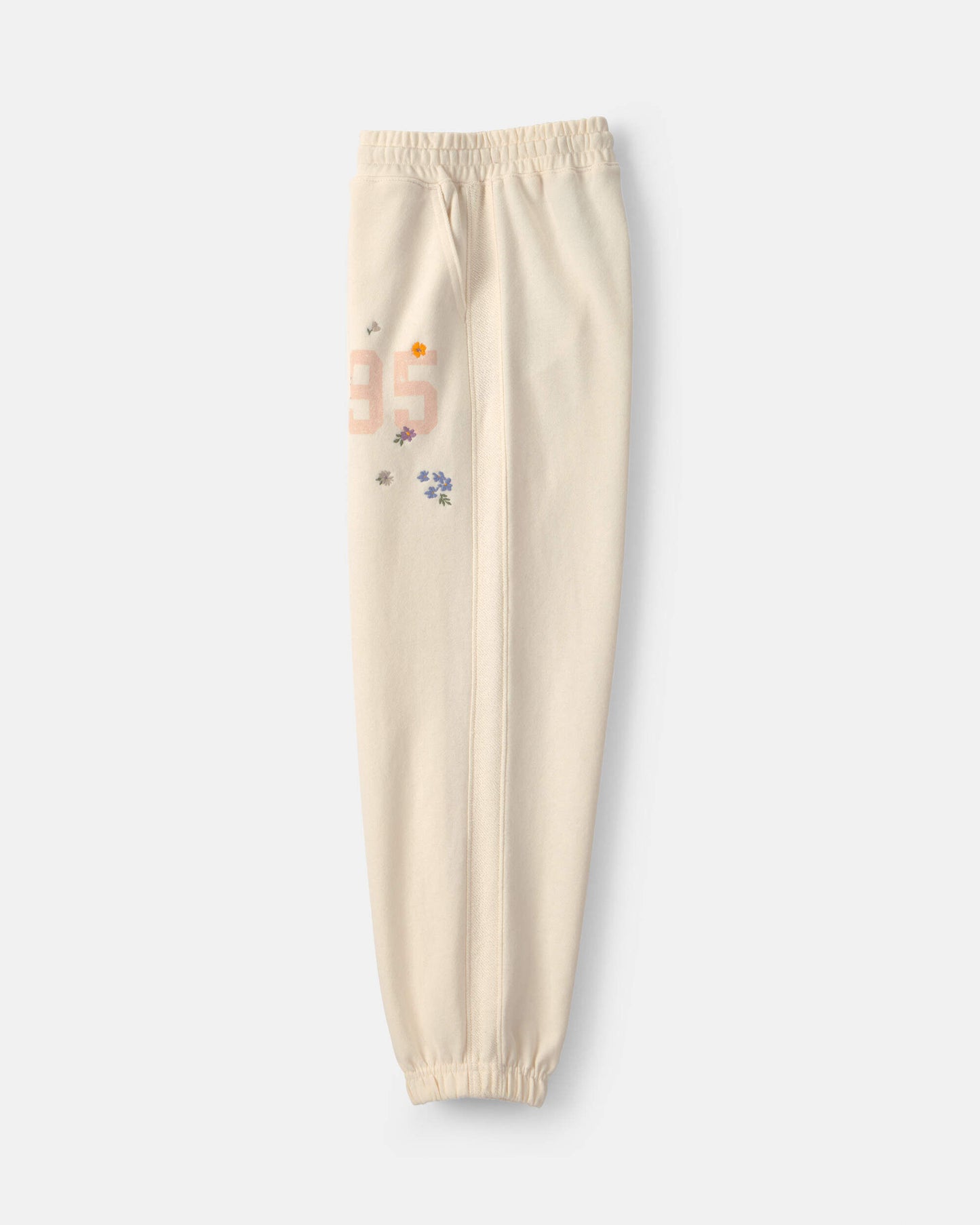 Kids '95' Floral French Terry Joggers - Cream