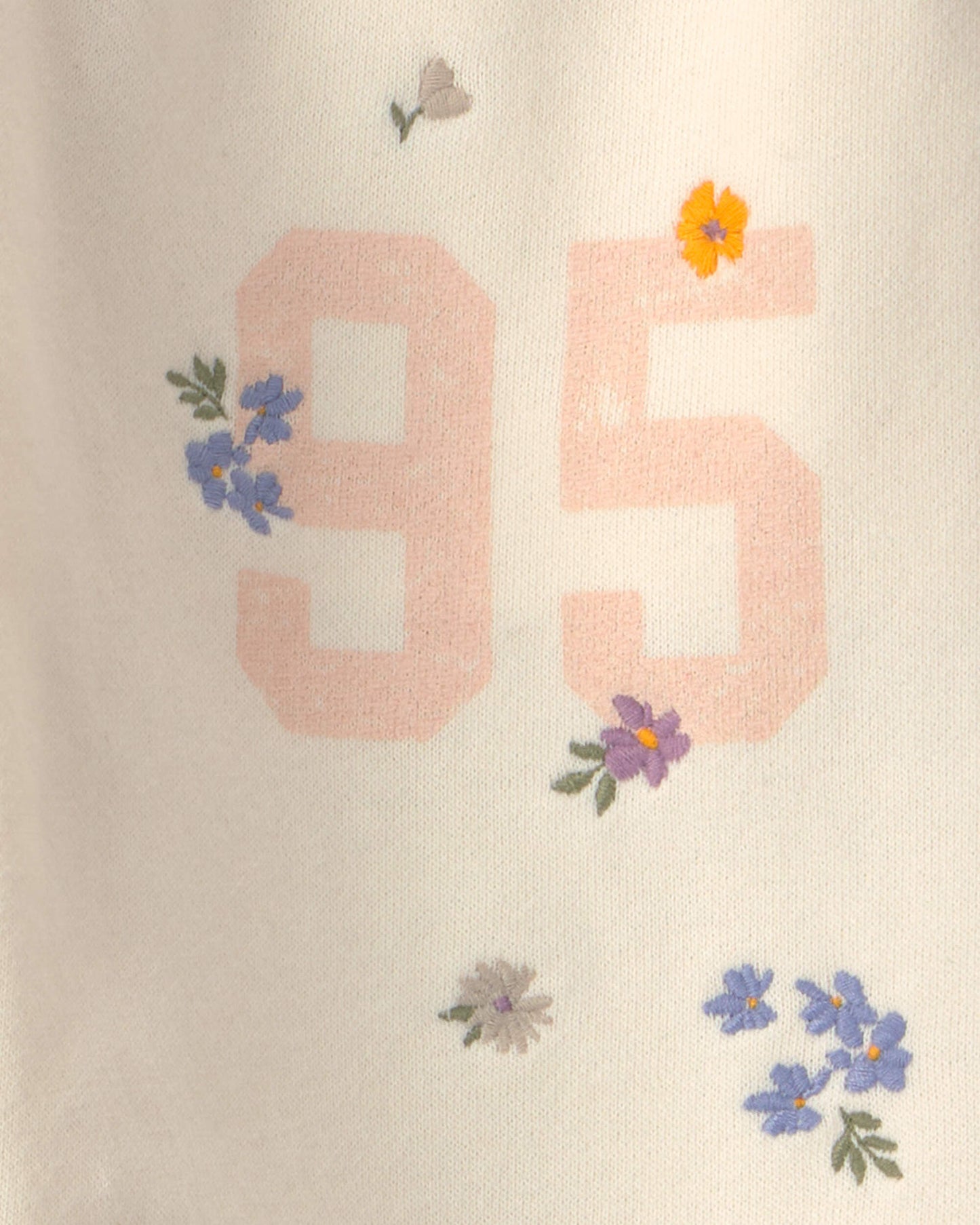 Kids '95' Floral French Terry Joggers - Cream