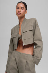 Cropped Main Character Jacket - Light Cocoa