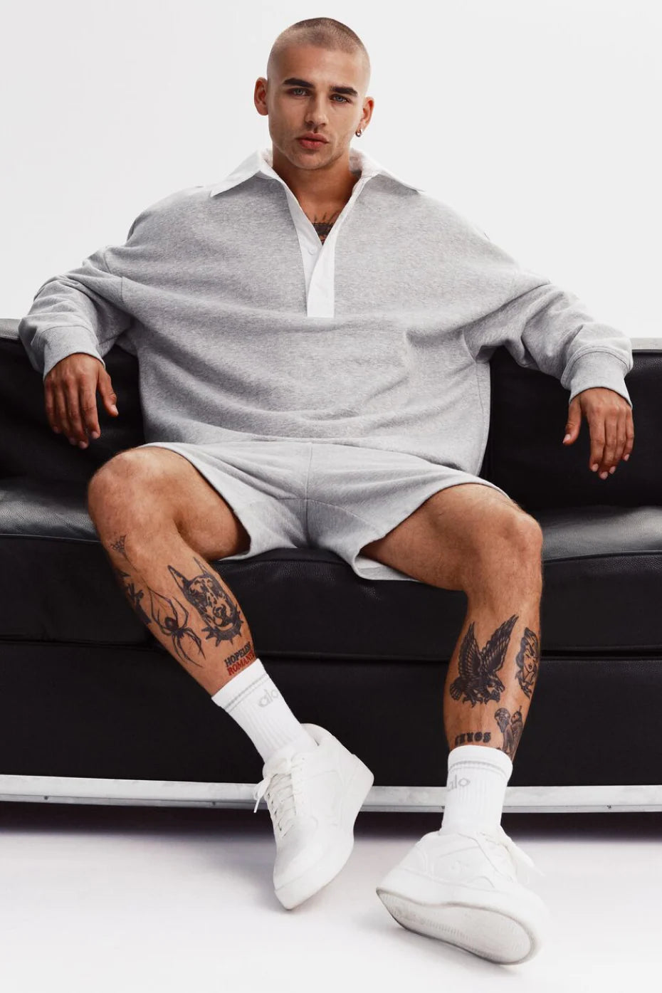 Take It Easy Long Sleeve Henley Pullover - Athletic Heather Grey/White