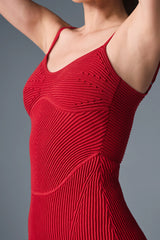 Denim Knit Mini Dress - Bold Red/Dark Bold Red