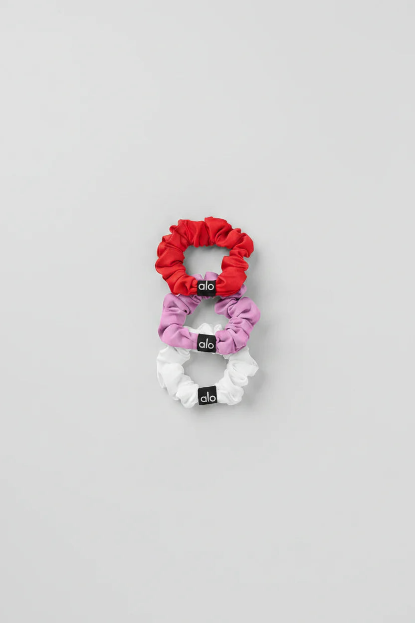 Fresh Mini Scrunchie 3-Pack - Bright Red/Candy Heart Pink/White