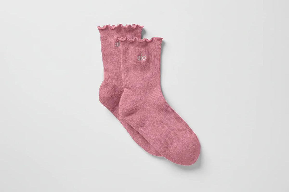 Women's Lettuce Edge Sock - Pink Wild Rose