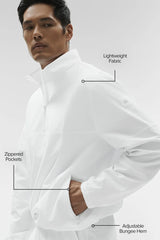 Light Weight Takeaway Track Pullover - White