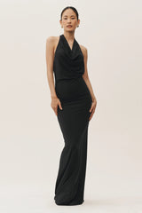 Summer Soiree Halter Maxi Dress - Black