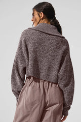Marl Sweater 1/4 Zip Pullover - Mushroom Marl