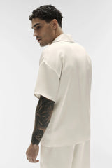 Satin Horizon Short Sleeve Button Up - Bone