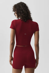 Seamless Modal Ribbed Cropped Short Sleeve - Summer Romance Red