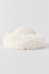 Courchevel Cashmere Faux Fur Beanie - Ivory