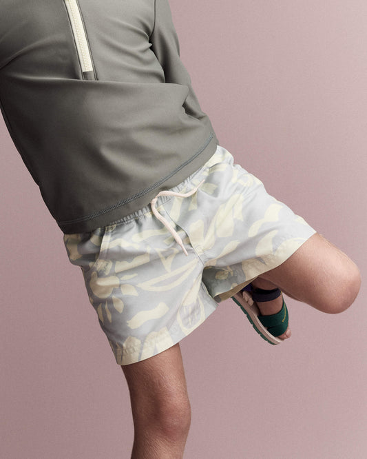 Toddler Boy Tropical Swim Trunks - Light Blue