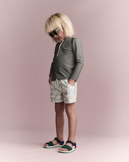 Toddler Boy Tropical Swim Trunks - Light Blue