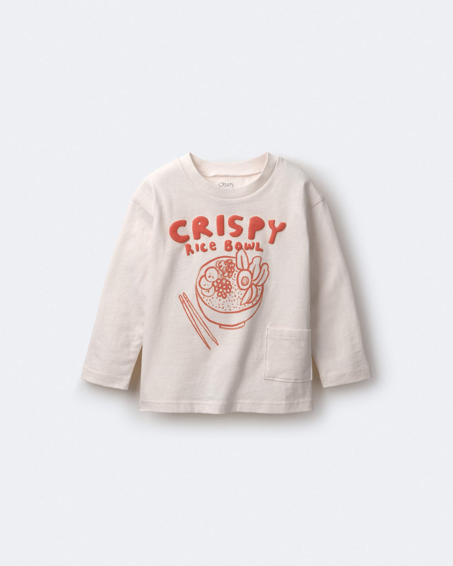 Toddler 'Crispy Rice Bowl' Long-Sleeve Relaxed Graphic Tee - Cream