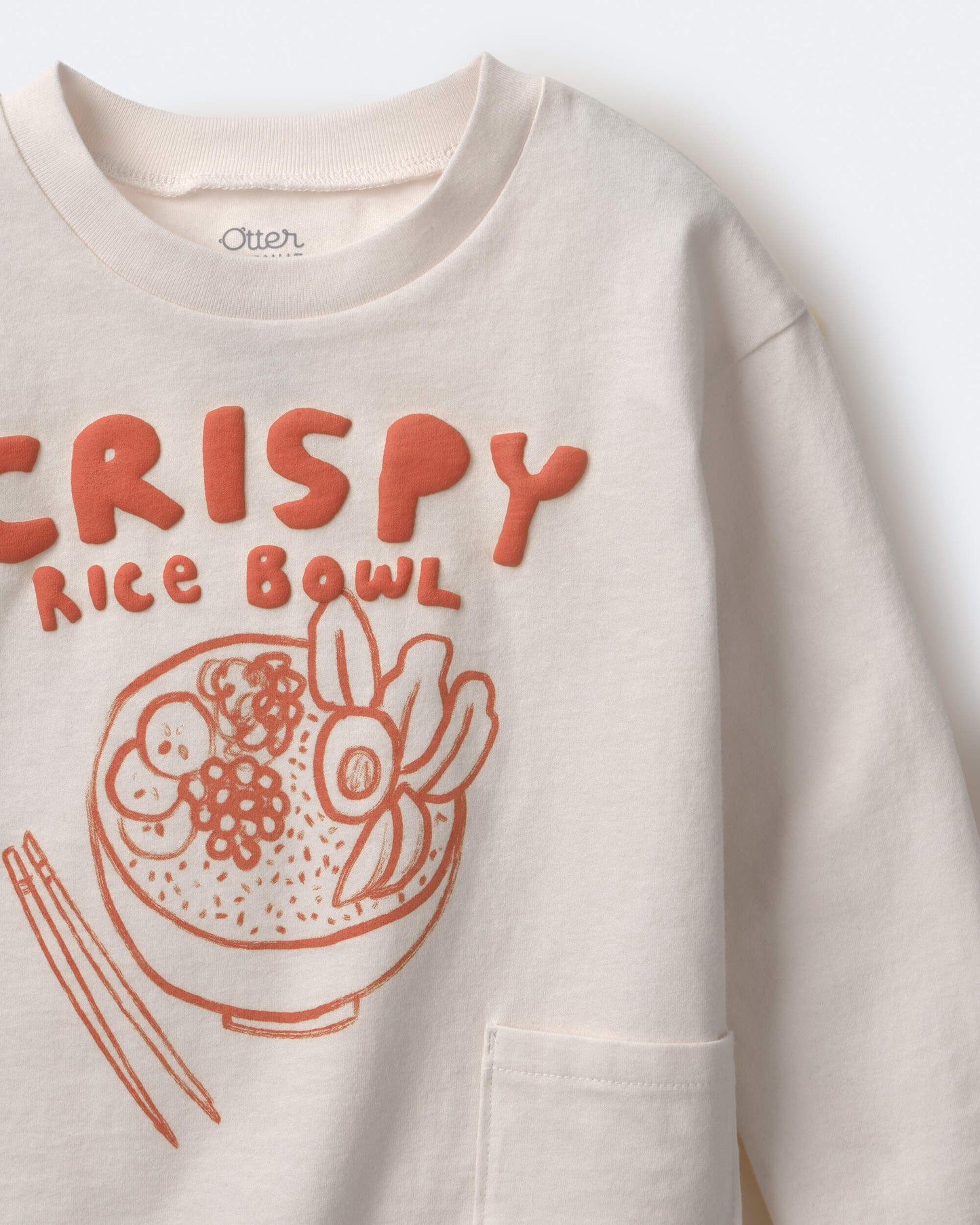Toddler 'Crispy Rice Bowl' Long-Sleeve Relaxed Graphic Tee - Cream